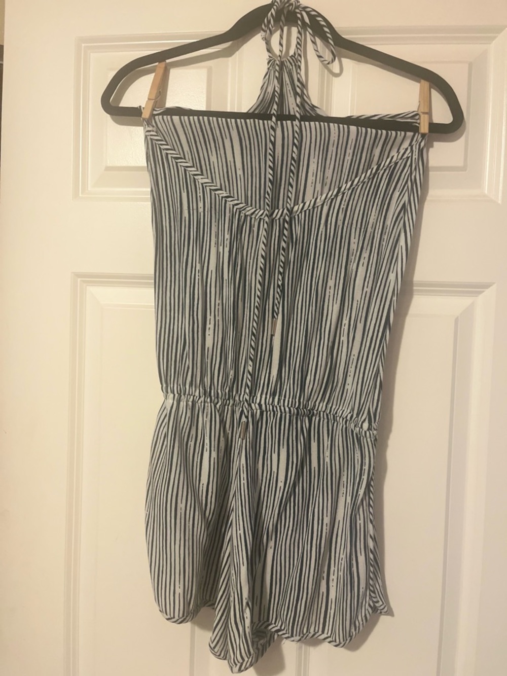 Lulu's Blue and White Striped Halter Romper
